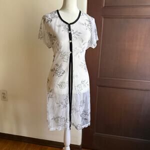Y2K Vintage Two Stars White Sheer Mesh Flyaway Short Sleeve Dress Approx Medium